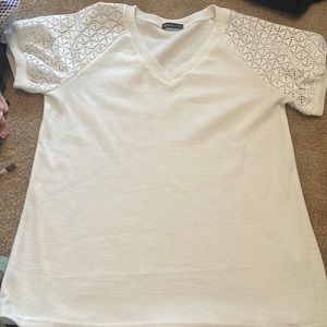 waffle like shirt lace sleeve v neck top blouse womens dressy easter